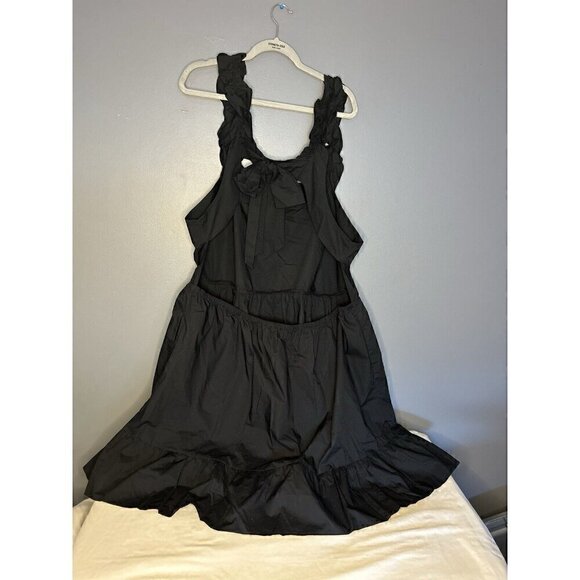 Who What Wear Gorgeous Milkmaid Style Ruffled 3X Coquette Open Back Dress Black - Picture 16 of 16